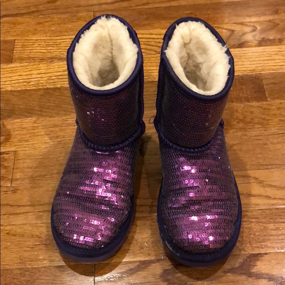 UGG classic short boot purple with sequins
